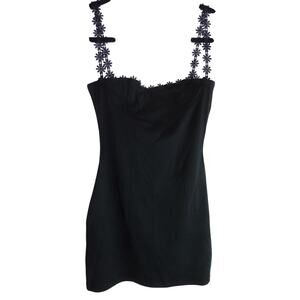 NWT Commense Floral Contrast Trim Low Cut Cami Mini Dress XS